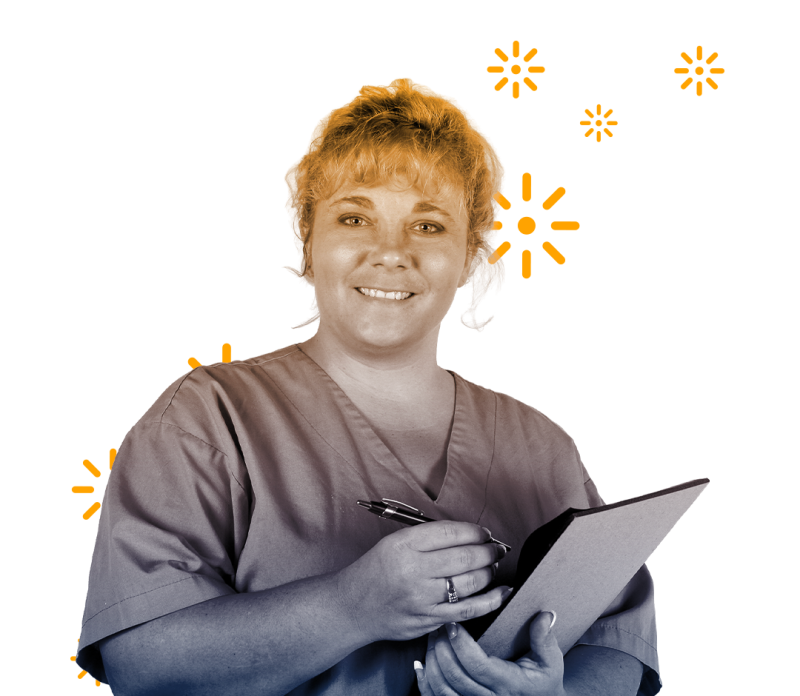 nurse checking patient file