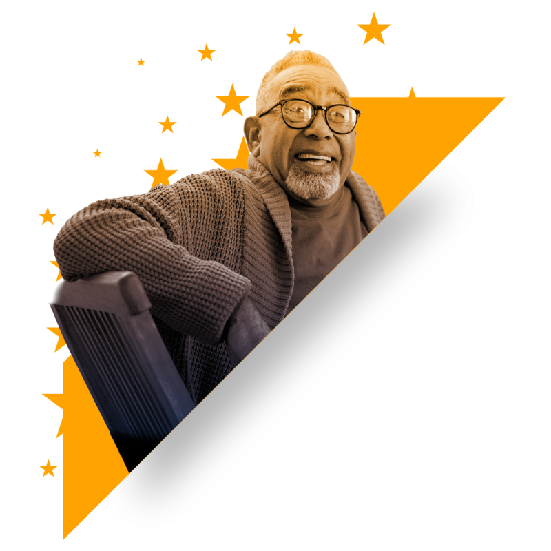 Elderly man sat down